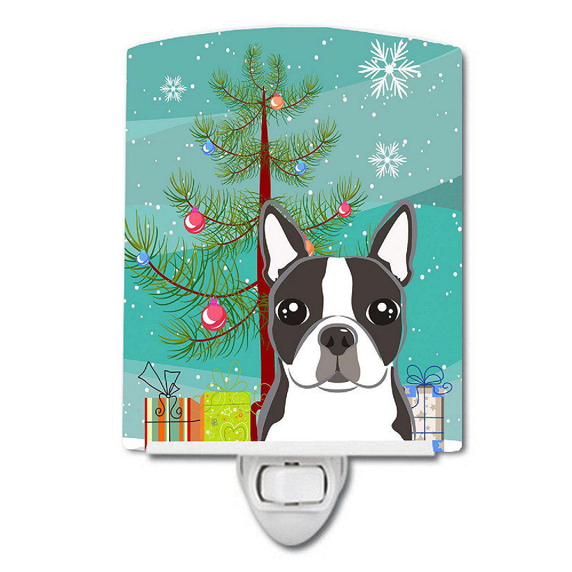 Caroline's Treasures Christmas, Christmas Tree and Boston Terrier Ceramic Night Light, 4 x 6, Dogs Image