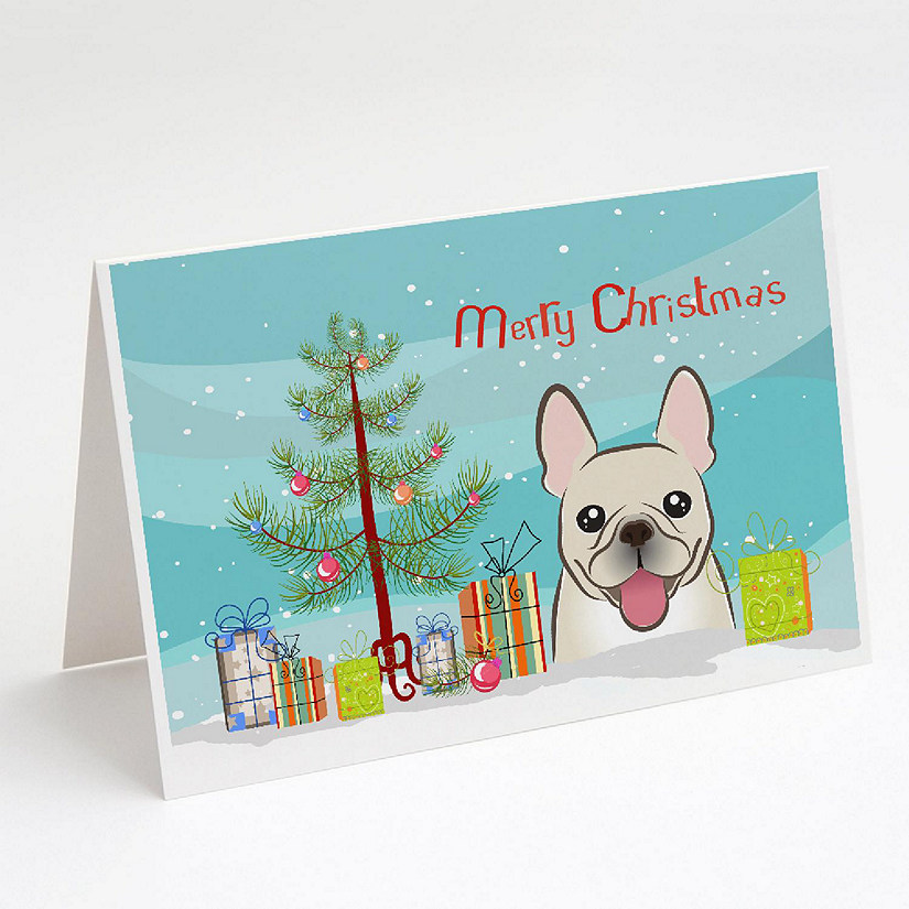 Caroline's Treasures Christmas, Christmas Tree and French Bulldog Greeting Cards and Envelopes Pack of 8, 7 x 5, Dogs Image