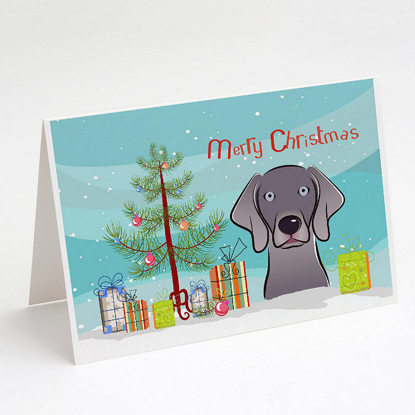 Caroline's Treasures Christmas, Christmas Tree and Weimaraner Greeting Cards and Envelopes Pack of 8, 7 x 5, Dogs Image
