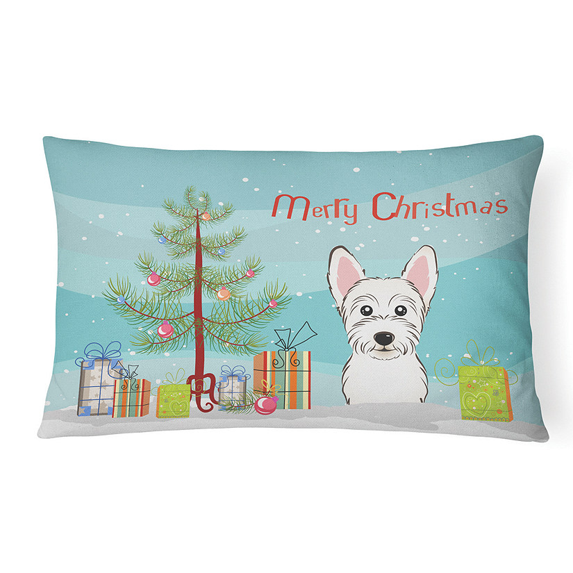 Caroline's Treasures, Christmas, Christmas Tree and Westie Canvas Fabric Decorative Pillow, 12 x 16, Dogs Image