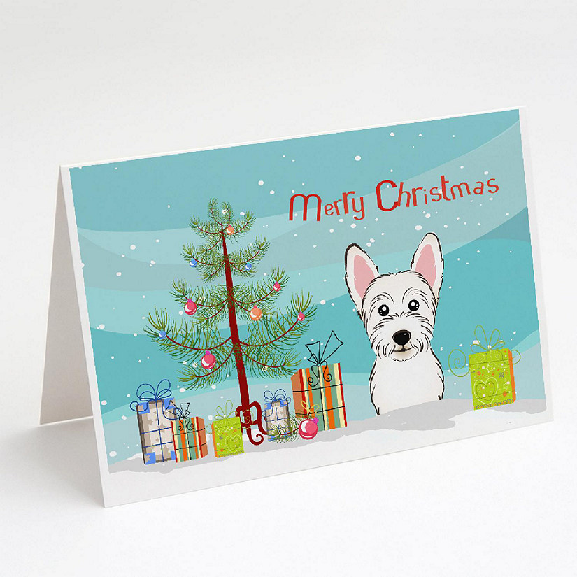 Caroline's Treasures Christmas, Christmas Tree and Westie Greeting Cards and Envelopes Pack of 8, 7 x 5, Dogs Image