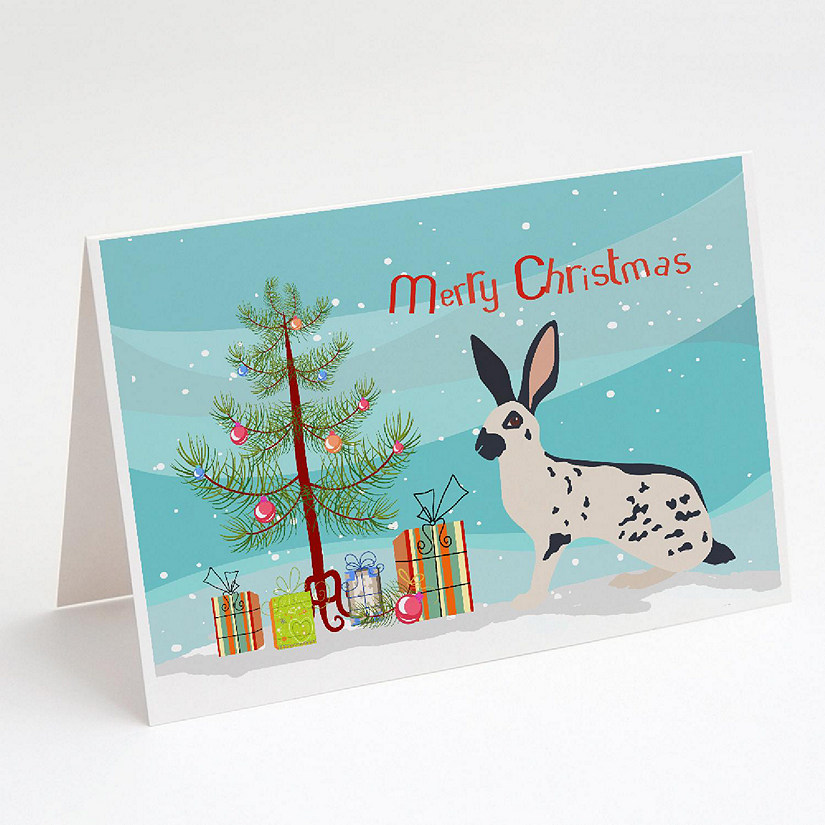 Caroline's Treasures Christmas, English Spot Rabbit Christmas Greeting Cards and Envelopes Pack of 8, 7 x 5, Farm Animals Image
