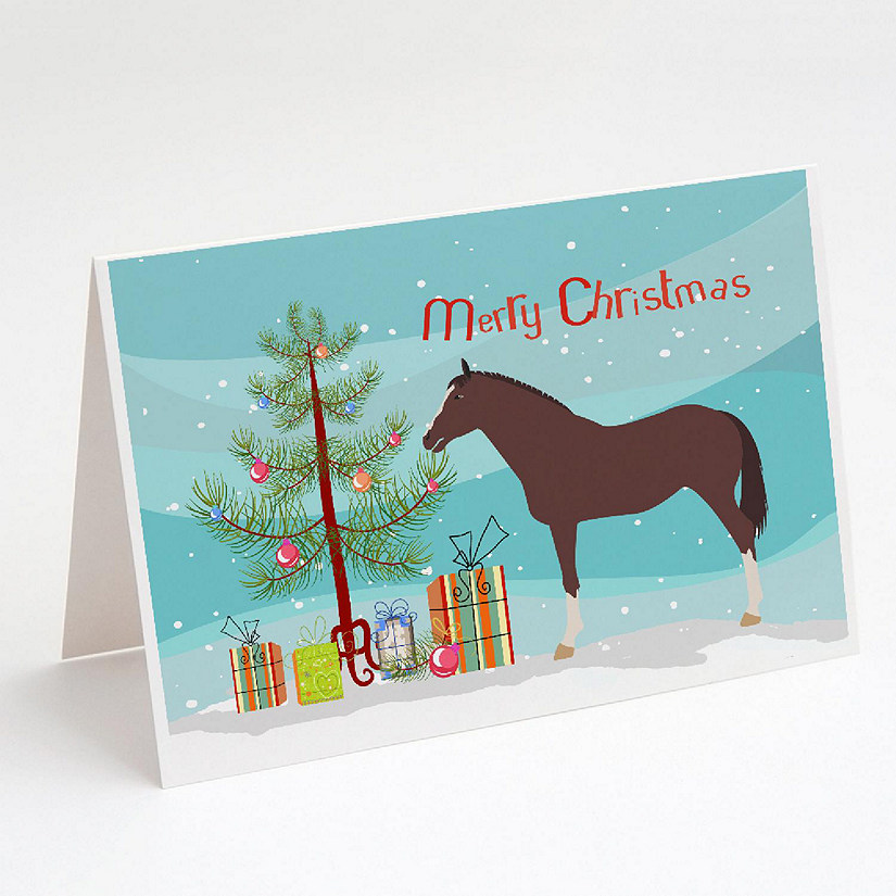 Caroline's Treasures Christmas, English Thoroughbred Horse Christmas Greeting Cards and Envelopes Pack of 8, 7 x 5, Farm Animals Image