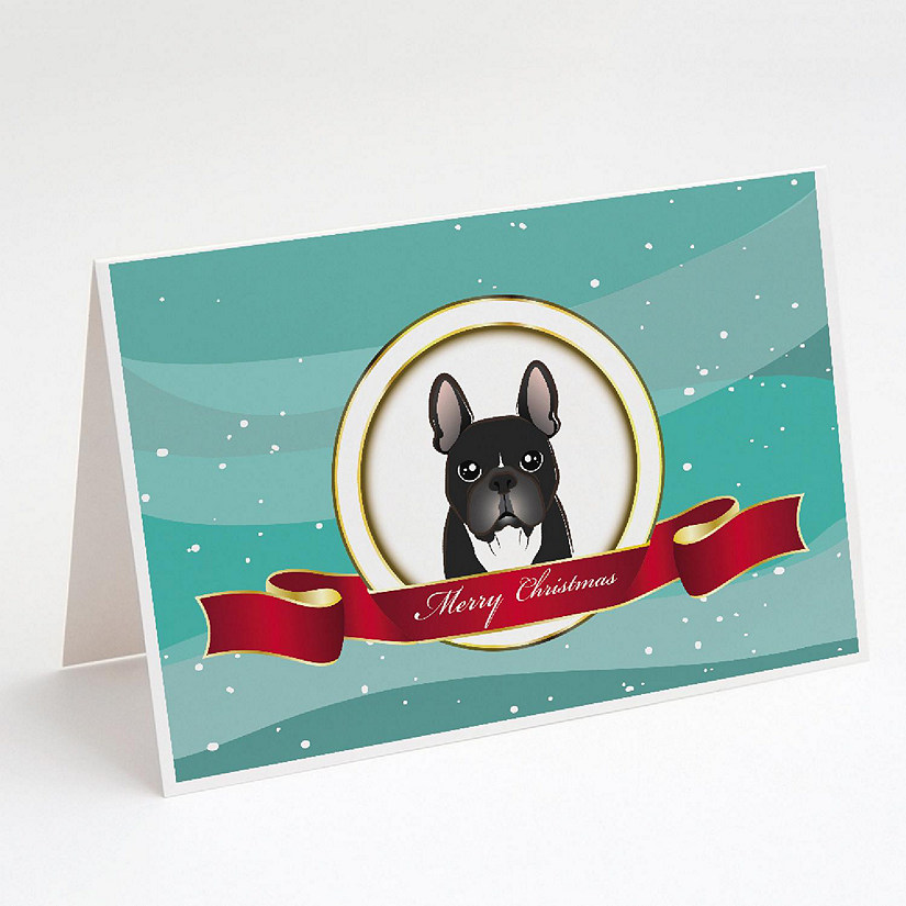 Caroline's Treasures Christmas, French Bulldog Merry Christmas Greeting Cards and Envelopes Pack of 8, 7 x 5, Dogs Image