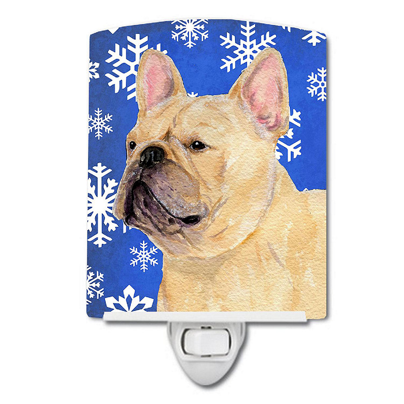 Caroline's Treasures Christmas, French Bulldog Winter Snowflakes Holiday Ceramic Night Light, 4 x 6, Dogs Image