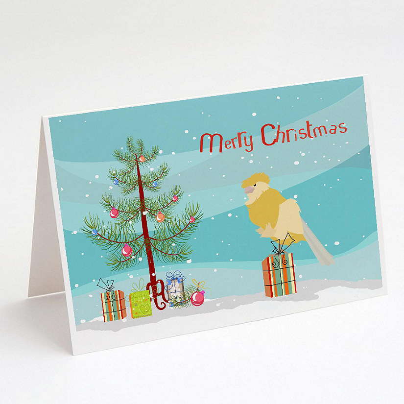 Caroline's Treasures Christmas, French Curly Canary Merry Christmas Greeting Cards and Envelopes Pack of 8, 7 x 5, Birds Image