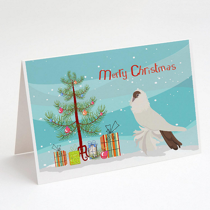 Caroline's Treasures Christmas, German Helmet Pigeon Christmas Greeting Cards and Envelopes Pack of 8, 7 x 5, Birds Image