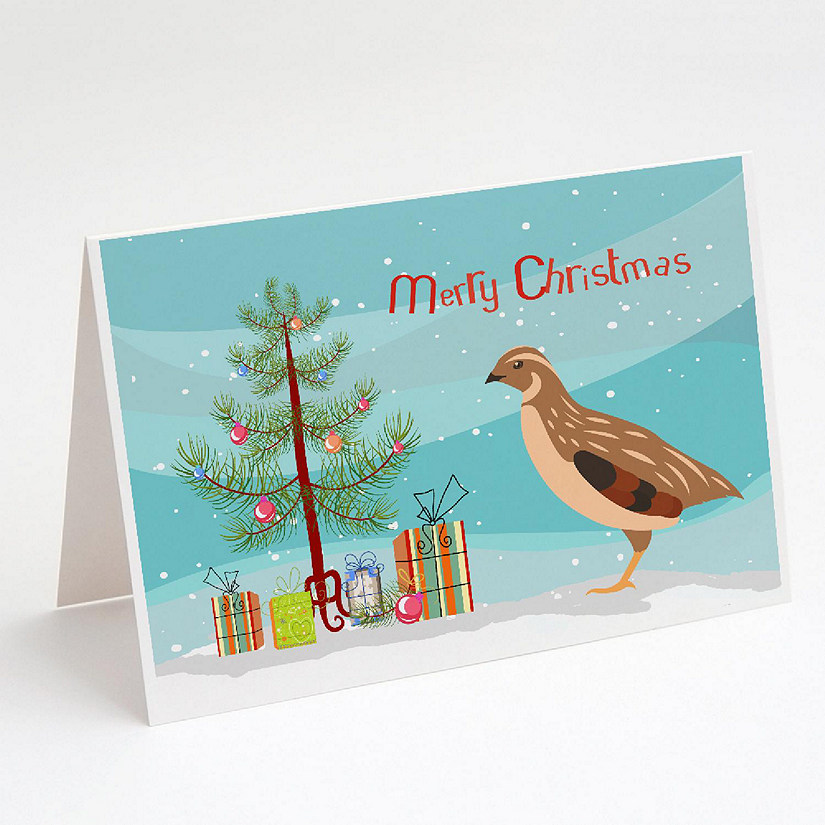 Caroline's Treasures Christmas, Golden Phoenix Quail Christmas Greeting Cards and Envelopes Pack of 8, 7 x 5, Birds Image
