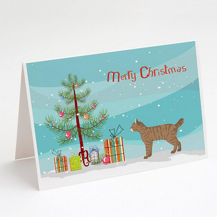 Caroline's Treasures Christmas, Highlander Lynx #1 Cat Merry Christmas Greeting Cards and Envelopes Pack of 8, 7 x 5, Cats Image