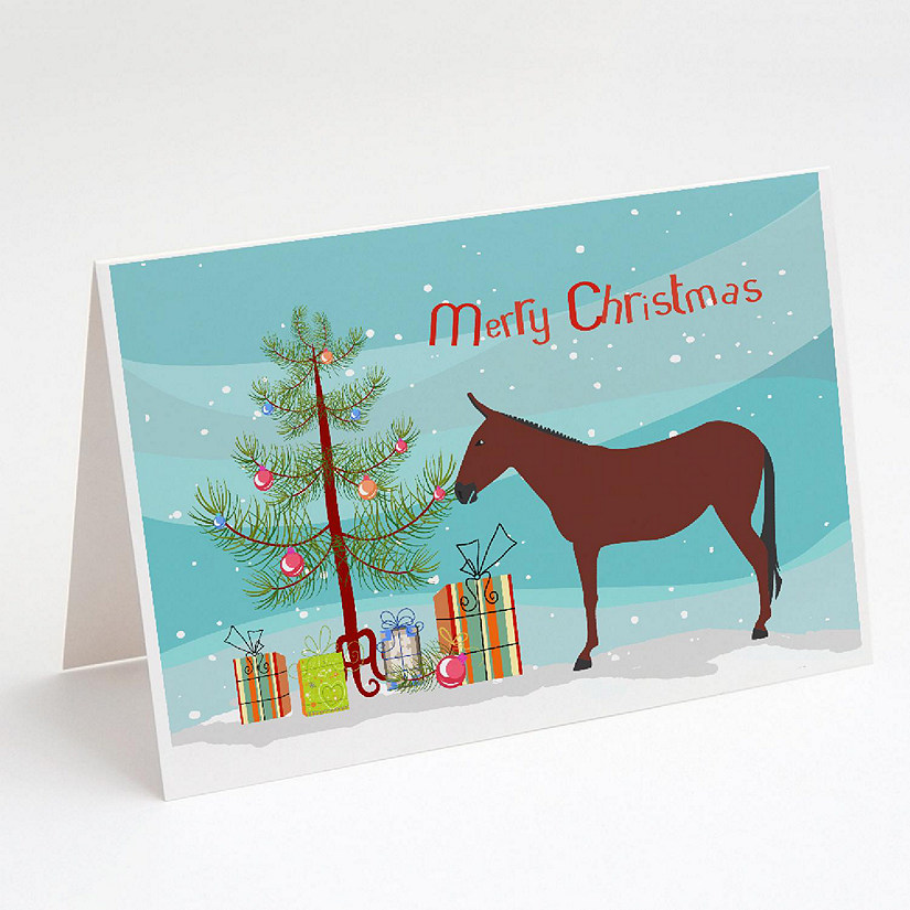 Caroline's Treasures Christmas, Hinny Horse Donkey Christmas Greeting Cards and Envelopes Pack of 8, 7 x 5, Farm Animals Image