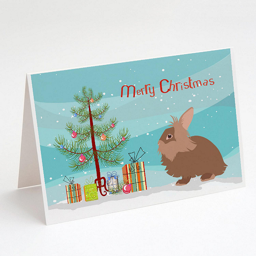 Caroline's Treasures Christmas, Lionhead Rabbit Christmas Greeting Cards and Envelopes Pack of 8, 7 x 5, Farm Animals Image