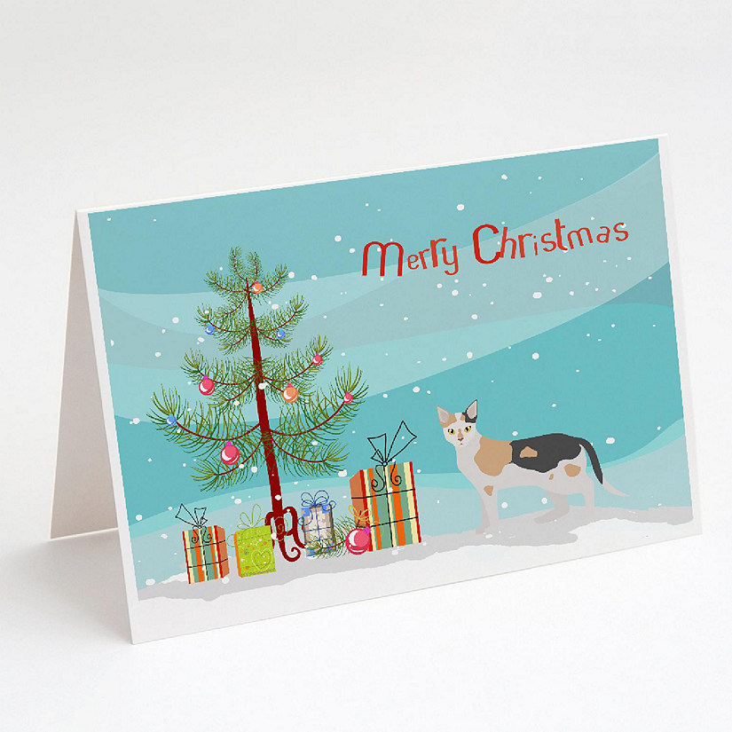 Caroline's Treasures Christmas, Malayan #1 Cat Merry Christmas Greeting Cards and Envelopes Pack of 8, 7 x 5, Cats Image
