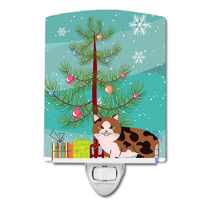 Caroline's Treasures Christmas, Manx Cat Merry Christmas Tree Ceramic Night Light, 4 x 6, Cats Image
