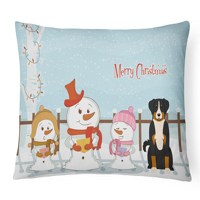 Caroline's Treasures Christmas, Merry Christmas Carolers Appenzeller Sennenhund Canvas Fabric Decorative Pillow, 12 x 16, Dogs Image