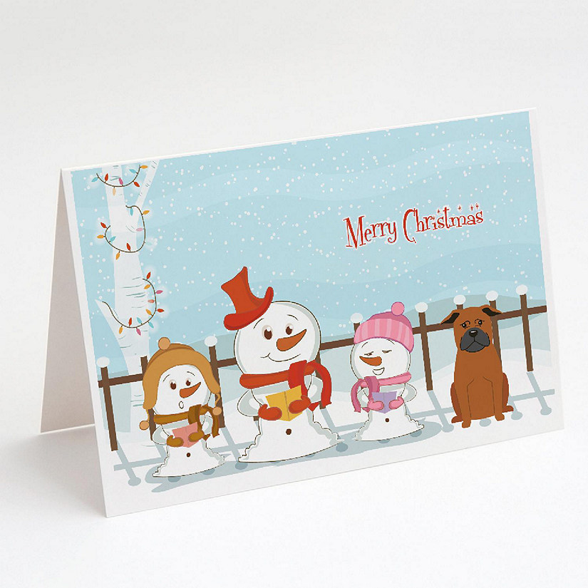 Caroline's Treasures Christmas, Merry Christmas Carolers Chinese Chongqing Dog Greeting Cards and Envelopes Pack of 8, 7 x 5, Dogs Image