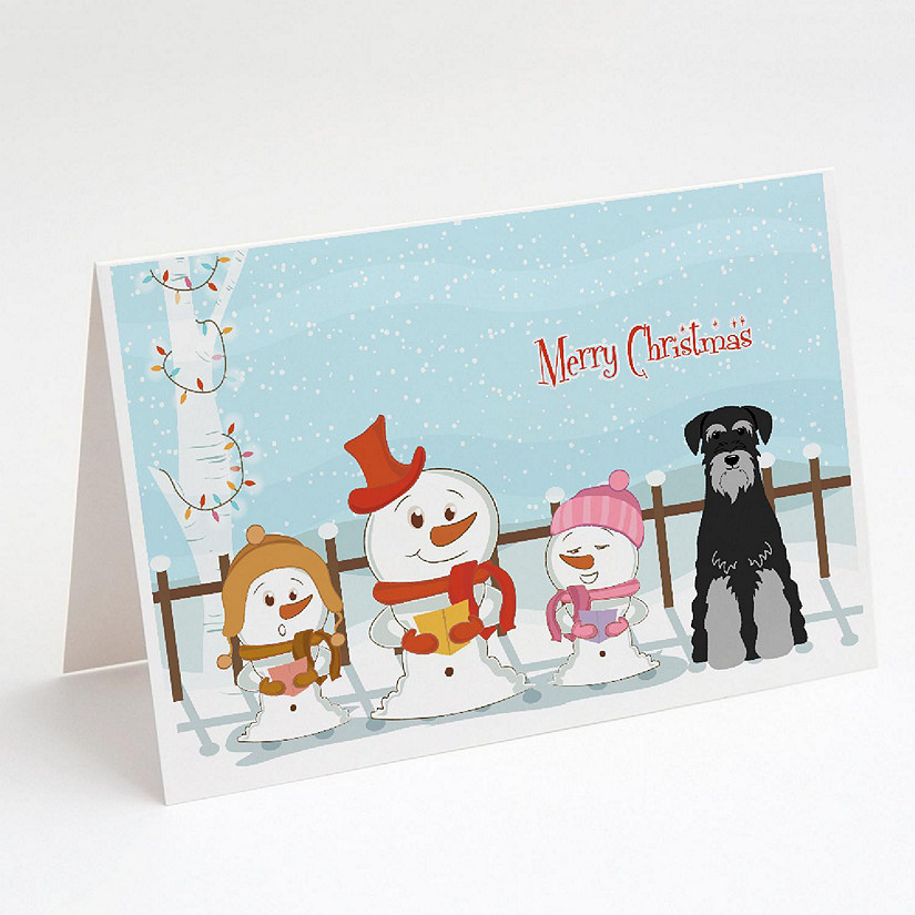 Caroline's Treasures Christmas, Merry Christmas Carolers Standard Schnauzer Black Grey Greeting Cards and Envelopes Pack of 8, 7 x 5, Dogs Image