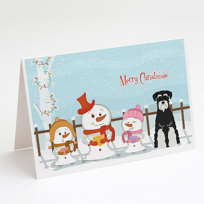 Caroline's Treasures Christmas, Merry Christmas Carolers Standard Schnauzer Salt and Pepper Greeting Cards and Envelopes Pack of 8, 7 x 5, Dogs Image