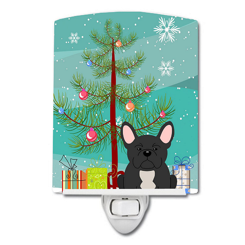 Caroline's Treasures Christmas, Merry Christmas Tree French Bulldog Black Ceramic Night Light, 4 x 6, Dogs Image