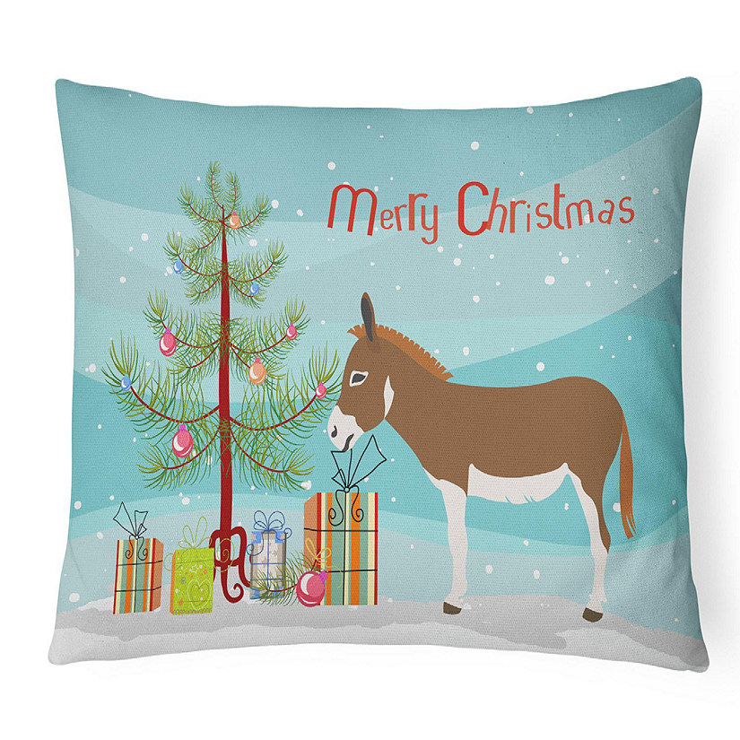 Caroline's Treasures Christmas, Miniature Mediterranian Donkey Christmas Canvas Fabric Decorative Pillow, 12 x 16, Farm Animals Image