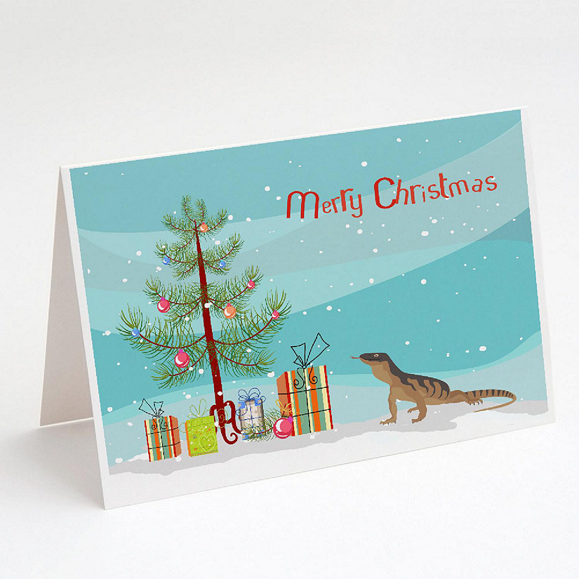 Caroline's Treasures Christmas, Monitor Lizard Merry Christmas Greeting Cards and Envelopes Pack of 8, 7 x 5, Reptiles Image