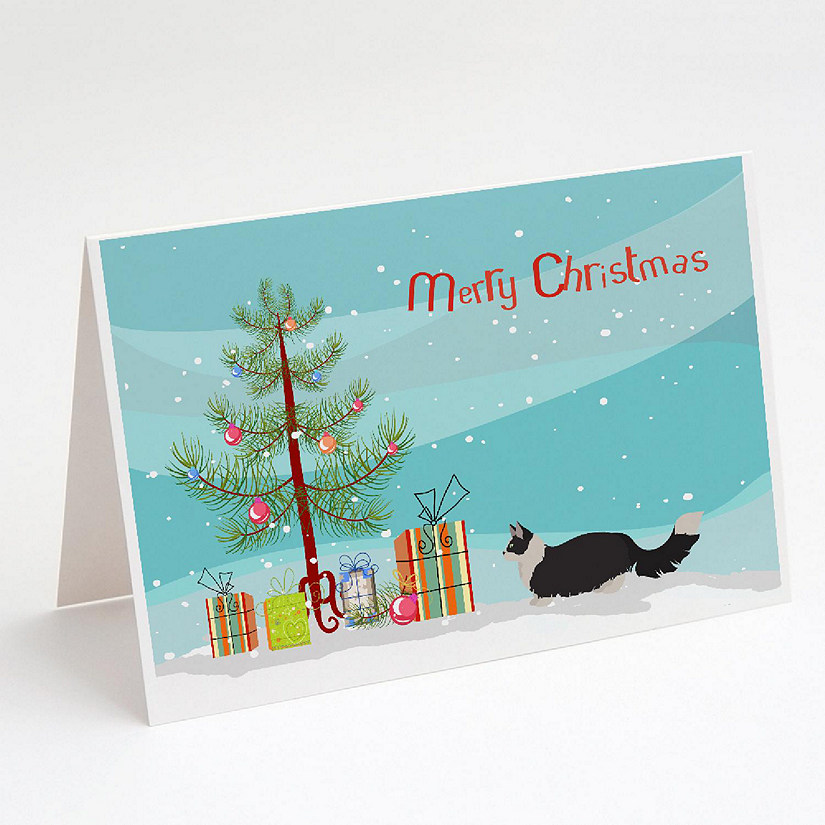Caroline's Treasures Christmas, Napoleon #2 Cat Merry Christmas Greeting Cards and Envelopes Pack of 8, 7 x 5, Cats Image