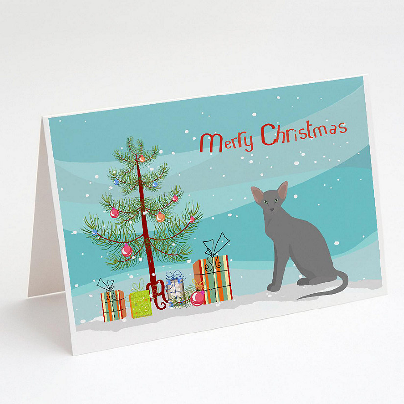 Caroline's Treasures Christmas, Oriental Shorthair Cat Merry Christmas Greeting Cards and Envelopes Pack of 8, 7 x 5, Cats Image
