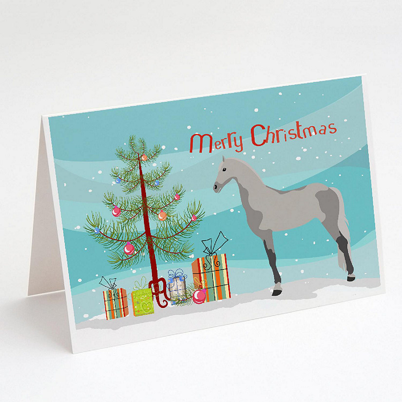 Caroline's Treasures Christmas, Orlov Trotter Horse Christmas Greeting Cards and Envelopes Pack of 8, 7 x 5, Farm Animals Image