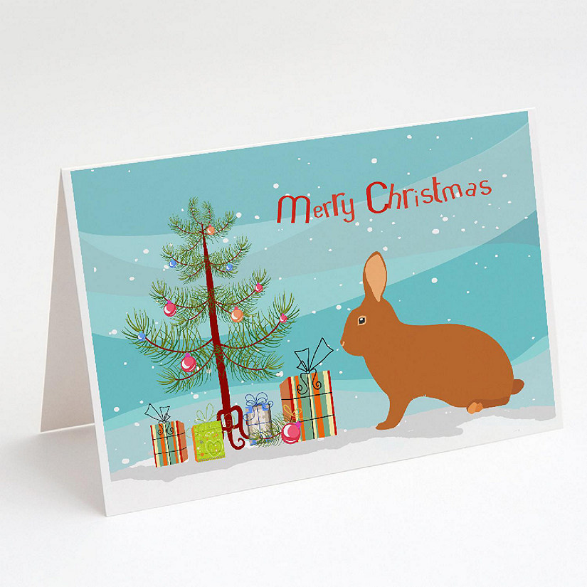 Caroline's Treasures Christmas, Rex Rabbit Christmas Greeting Cards and Envelopes Pack of 8, 7 x 5, Farm Animals Image