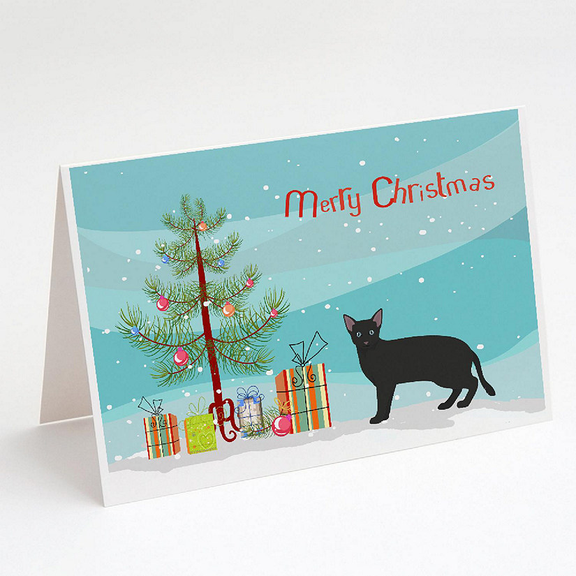 Caroline's Treasures Christmas, Russian White Black #1 Cat Merry Christmas Greeting Cards and Envelopes Pack of 8, 7 x 5, Cats Image