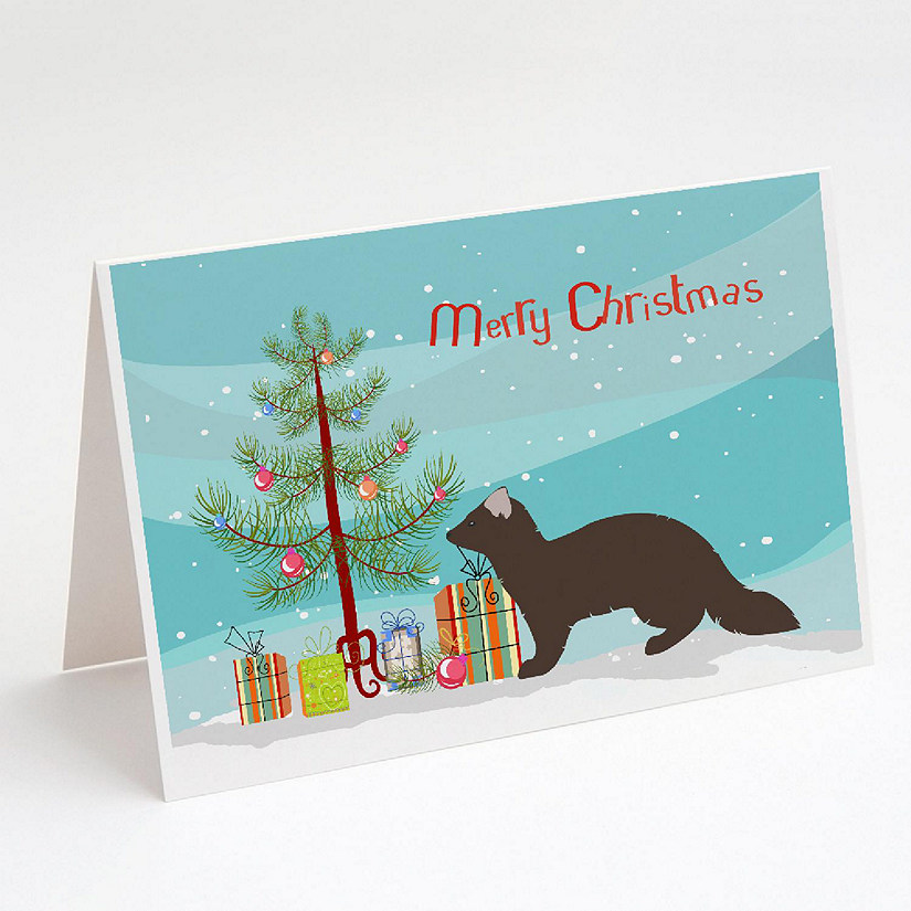 Caroline's Treasures Christmas, Sable Marten Christmas Greeting Cards and Envelopes Pack of 8, 7 x 5, Wild Animals Image