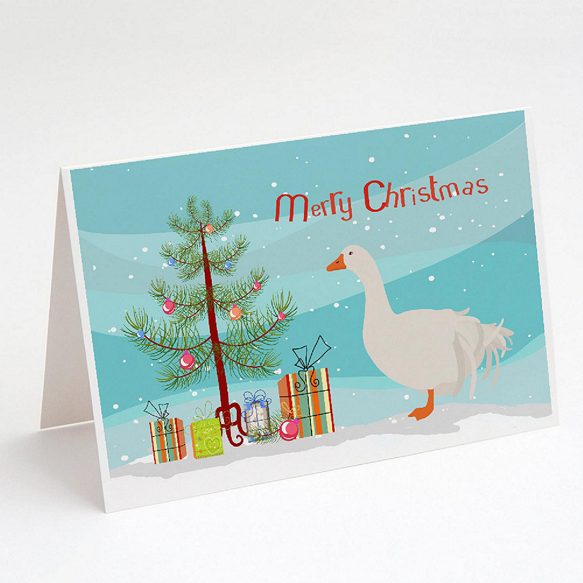 Caroline's Treasures Christmas, Sebastopol Goose Christmas Greeting Cards and Envelopes Pack of 8, 7 x 5, Birds Image