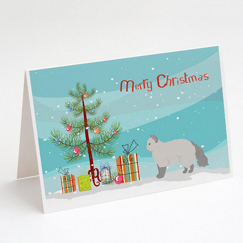 Caroline's Treasures Christmas, Selkirk Rex #2 Cat Merry Christmas Greeting Cards and Envelopes Pack of 8, 7 x 5, Cats Image