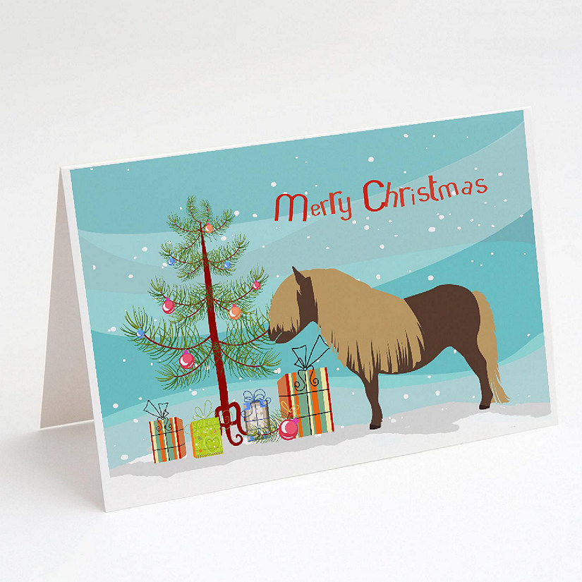 Caroline's Treasures Christmas, Shetland Pony Horse Christmas Greeting Cards and Envelopes Pack of 8, 7 x 5, Farm Animals Image