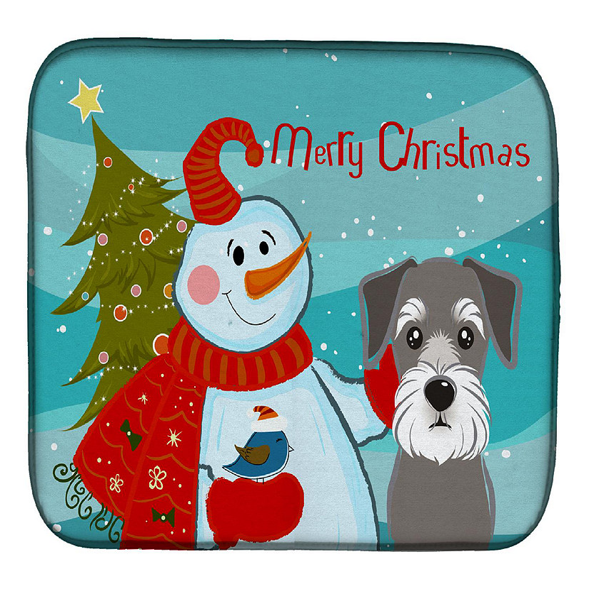 Caroline's Treasures Christmas, Snowman with Schnauzer Dish Drying Mat, 14 x 21, Dogs Image