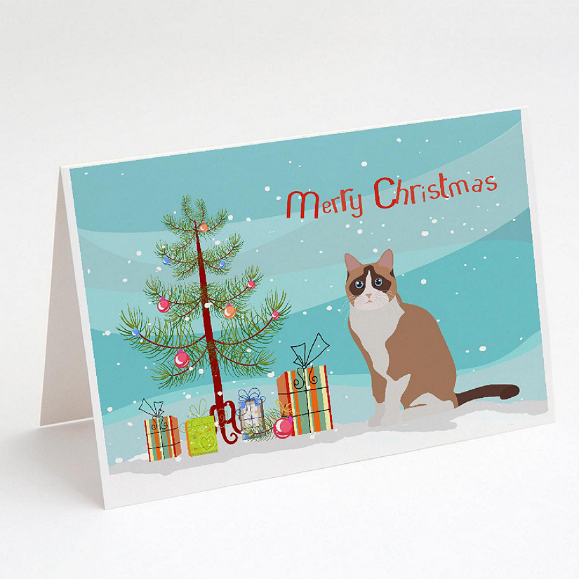 Caroline's Treasures Christmas, Snowshoe #2 Cat Merry Christmas Greeting Cards and Envelopes Pack of 8, 7 x 5, Cats Image
