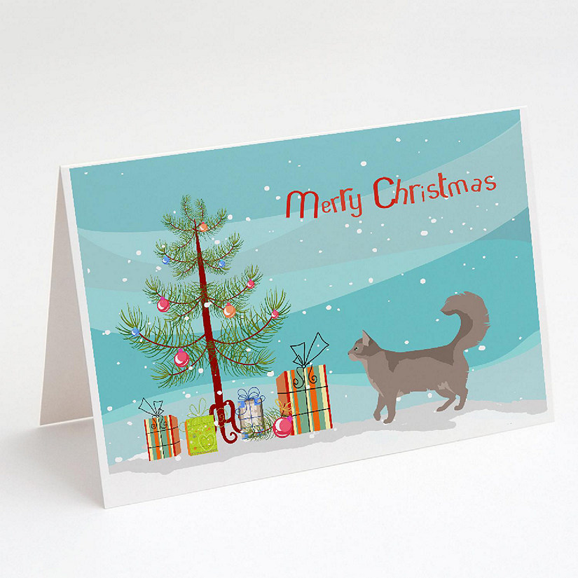 Caroline's Treasures Christmas, Somali #2 Cat Merry Christmas Greeting Cards and Envelopes Pack of 8, 7 x 5, Cats Image
