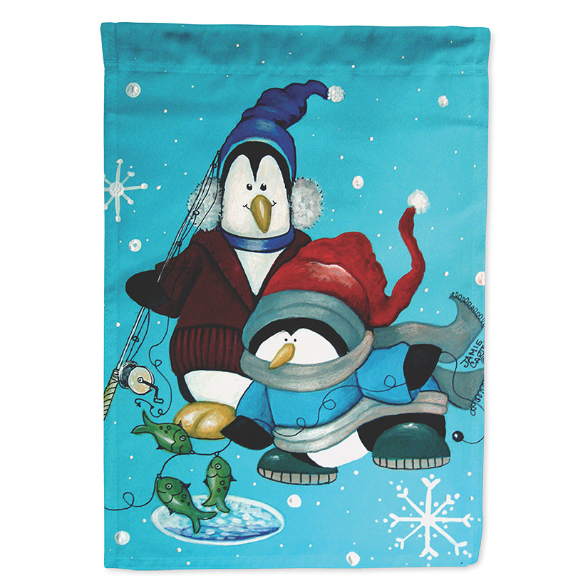 Caroline's Treasures, Christmas, Somethin's Fishy Christmas Penguin  Flag Garden Size, 11.25 x 15.5, Fish Image