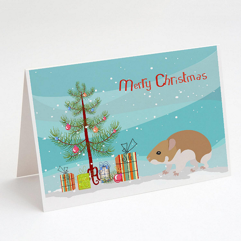 Caroline's Treasures Christmas, Turkish Hamster Merry Christmas Greeting Cards and Envelopes Pack of 8, 7 x 5, Rodents Image