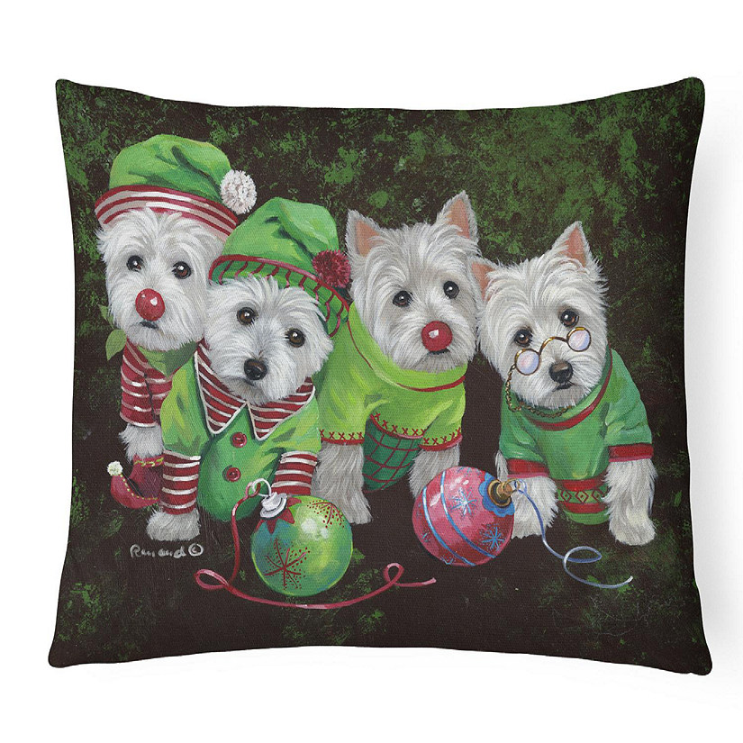 Caroline's Treasures Christmas, Westie Christmas Santa's Assistants Canvas Fabric Decorative Pillow, 12 x 16, Dogs Image