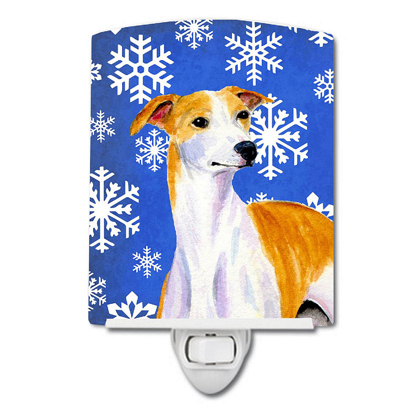Caroline's Treasures Christmas, Whippet Winter Snowflakes Holiday Ceramic Night Light, 4 x 6, Dogs Image