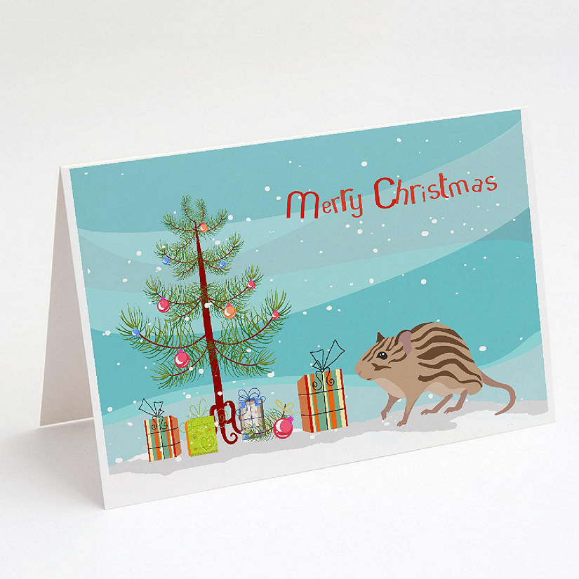 Caroline's Treasures Christmas, Zebra Mouse Merry Christmas Greeting Cards and Envelopes Pack of 8, 7 x 5, Rodents Image