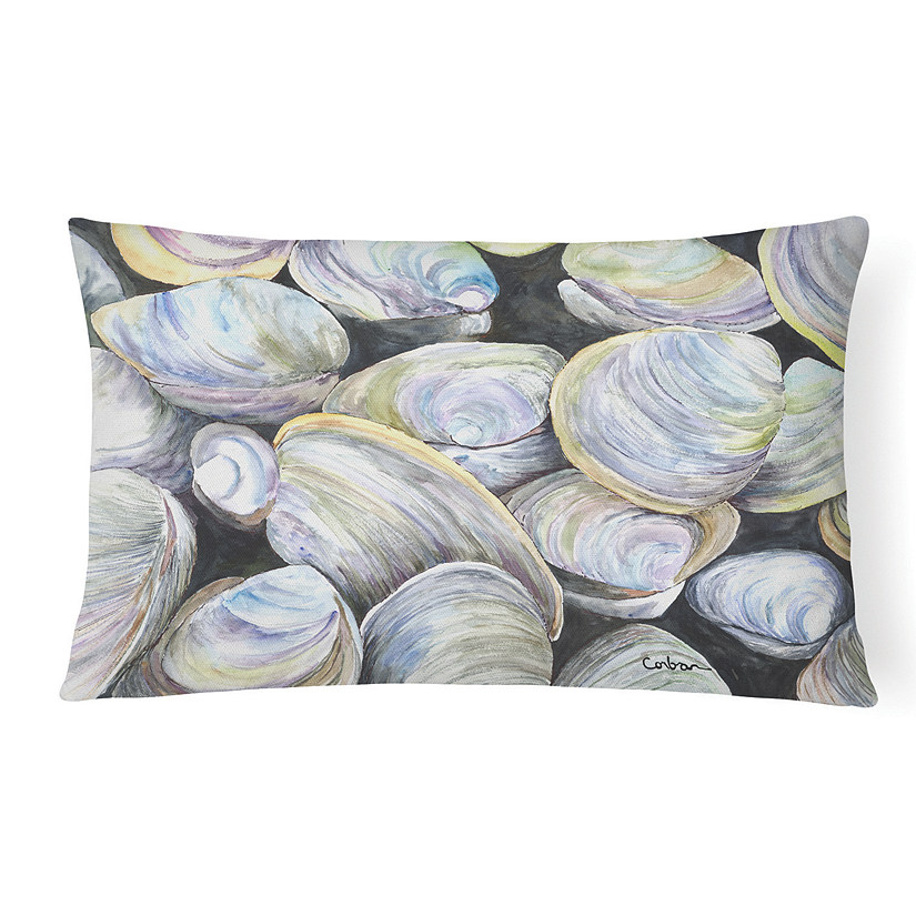 Caroline's Treasures Clam Quahog Shells Canvas Fabric Decorative Pillow, 12 x 16, Seafood Image