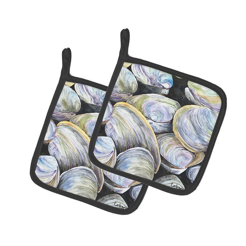 Caroline's Treasures Clam Quahog Shells Pair of Pot Holders, 7.5 x 7.5, Seafood Image