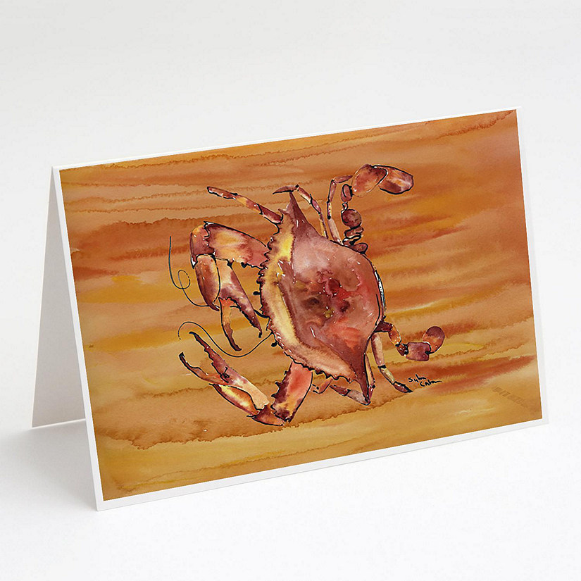 Caroline's Treasures Cooked Crab Hot and Spicy Greeting Cards and Envelopes Pack of 8, 7 x 5, Seafood Image
