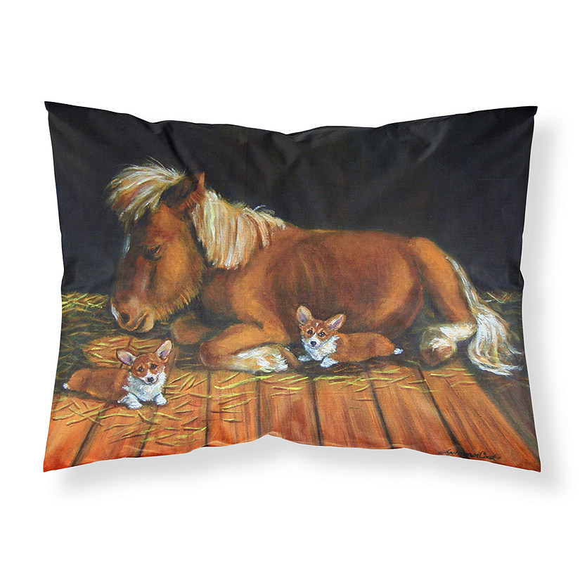Caroline's Treasures Corgi Snuggles the pony Fabric Standard Pillowcase, 30 x 20.5, Dogs Image