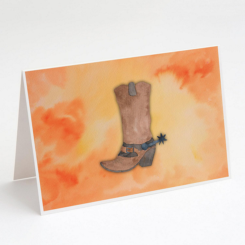 Caroline's Treasures Cowboy Boot Watercolor Greeting Cards and Envelopes Pack of 8, 7 x 5, Image