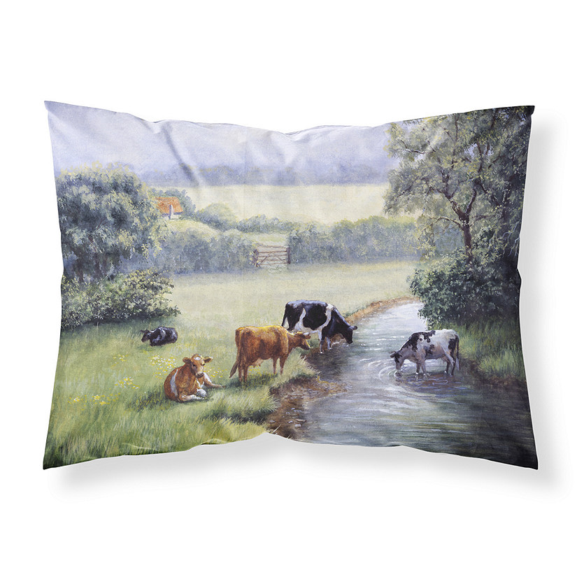 Caroline's Treasures Cows Drinking at the Creek Bank Fabric Standard Pillowcase, 30 x 20.5, Farm Animals Image