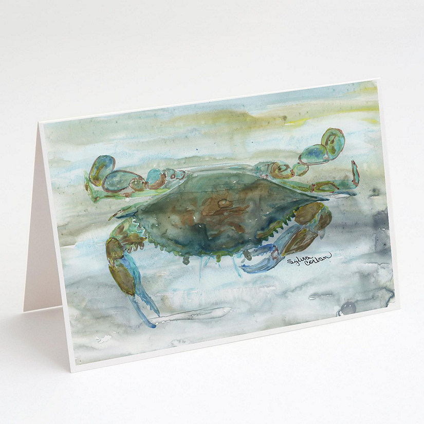Caroline's Treasures Crab a leg up Watercolor Greeting Cards and Envelopes Pack of 8, 7 x 5, Seafood Image
