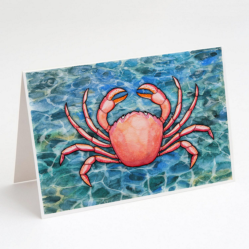 Caroline's Treasures Crab Greeting Cards and Envelopes Pack of 8, 7 x 5, Seafood Image
