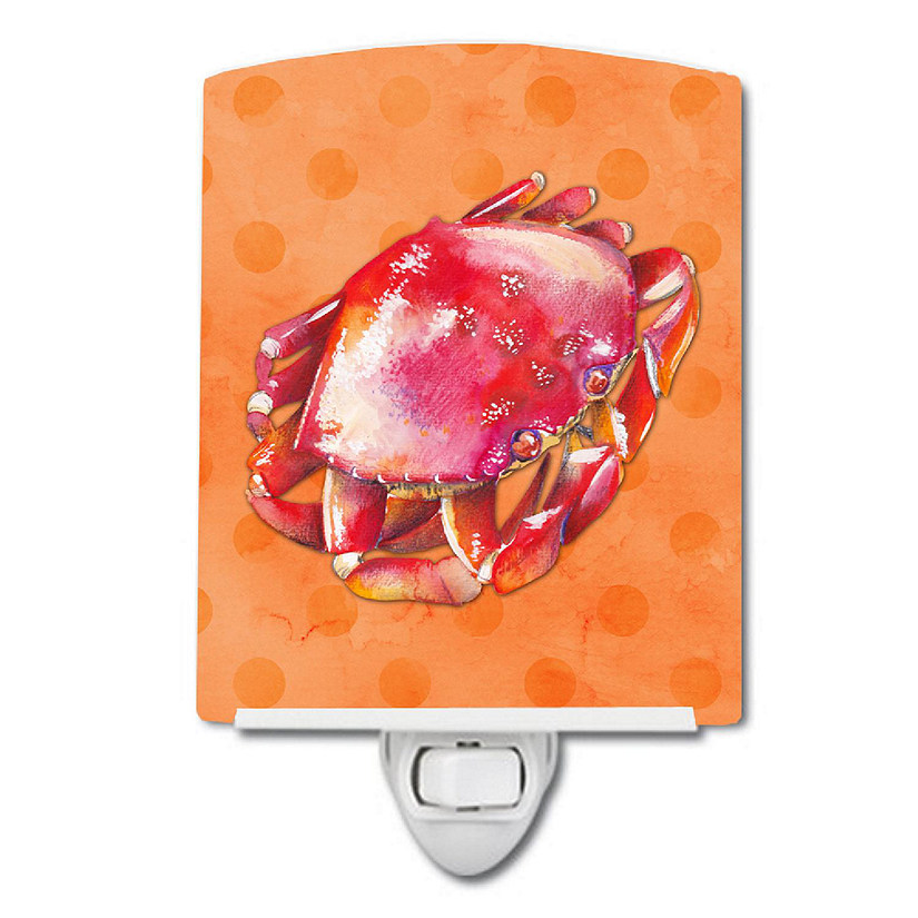 Caroline's Treasures Crab Orange Polkadot Ceramic Night Light, 4 x 6, Seafood Image